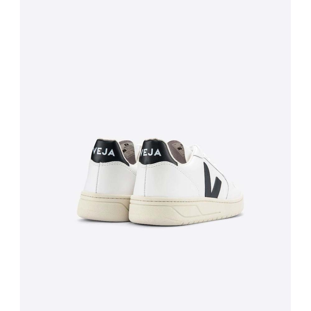 Veja V-10 LEATHER Sneakers Dames White/Black | NL 663MQZ